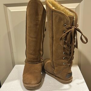 Checklist womens crisscross ties back suede Sherpa faux fur lined boots size 7